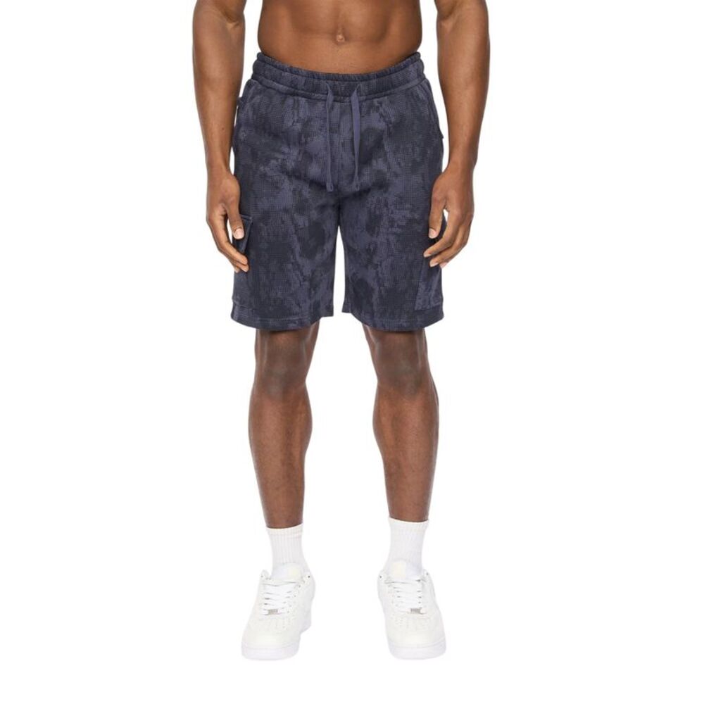 Crosshatch Mens Bardon Camo Cargo Shorts / Navy Camo